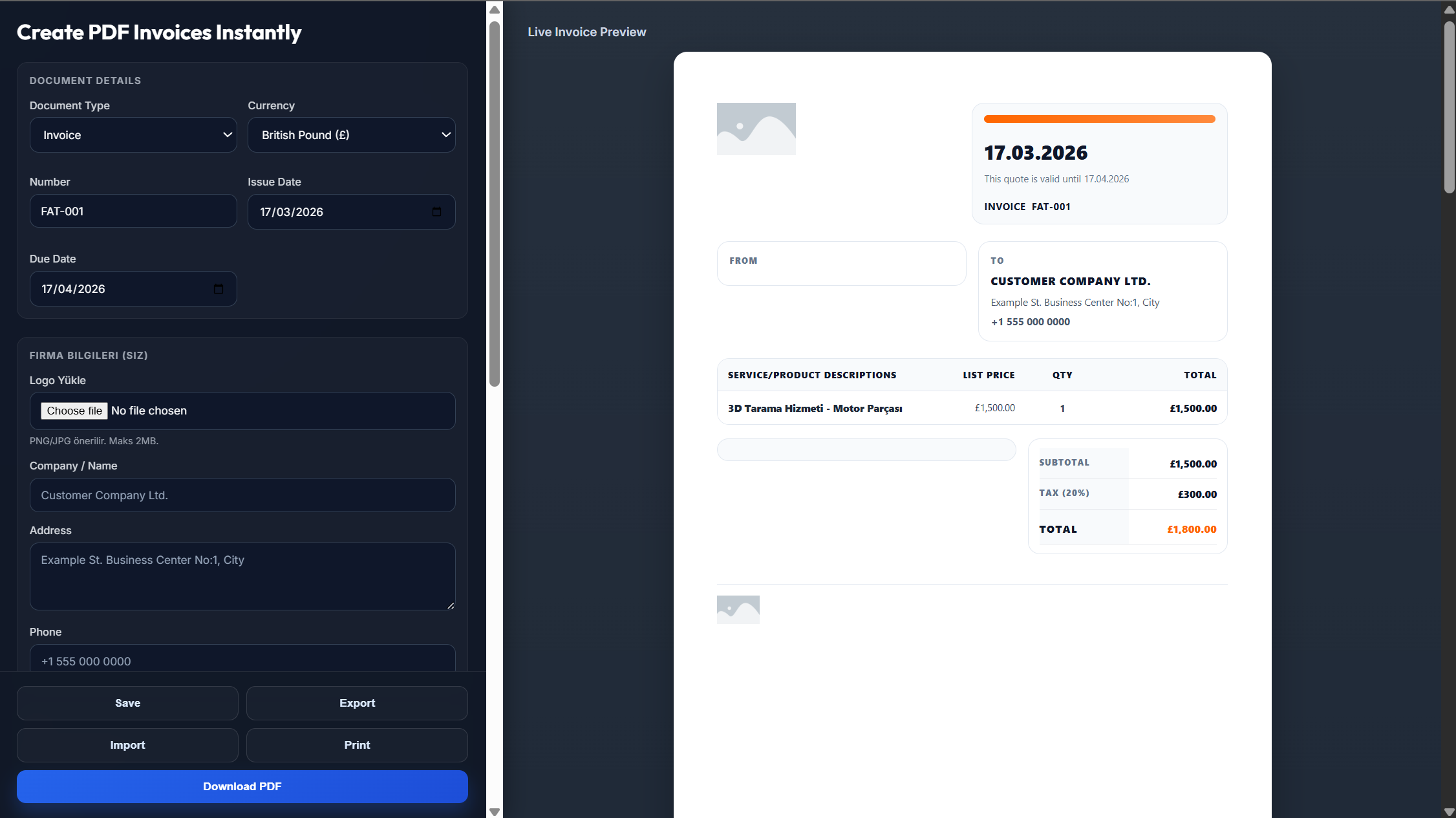 Freelance Invoice Preview